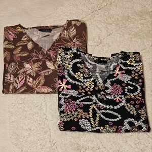 Set of 2 Cherokee Scrub Tops, Size Medium
